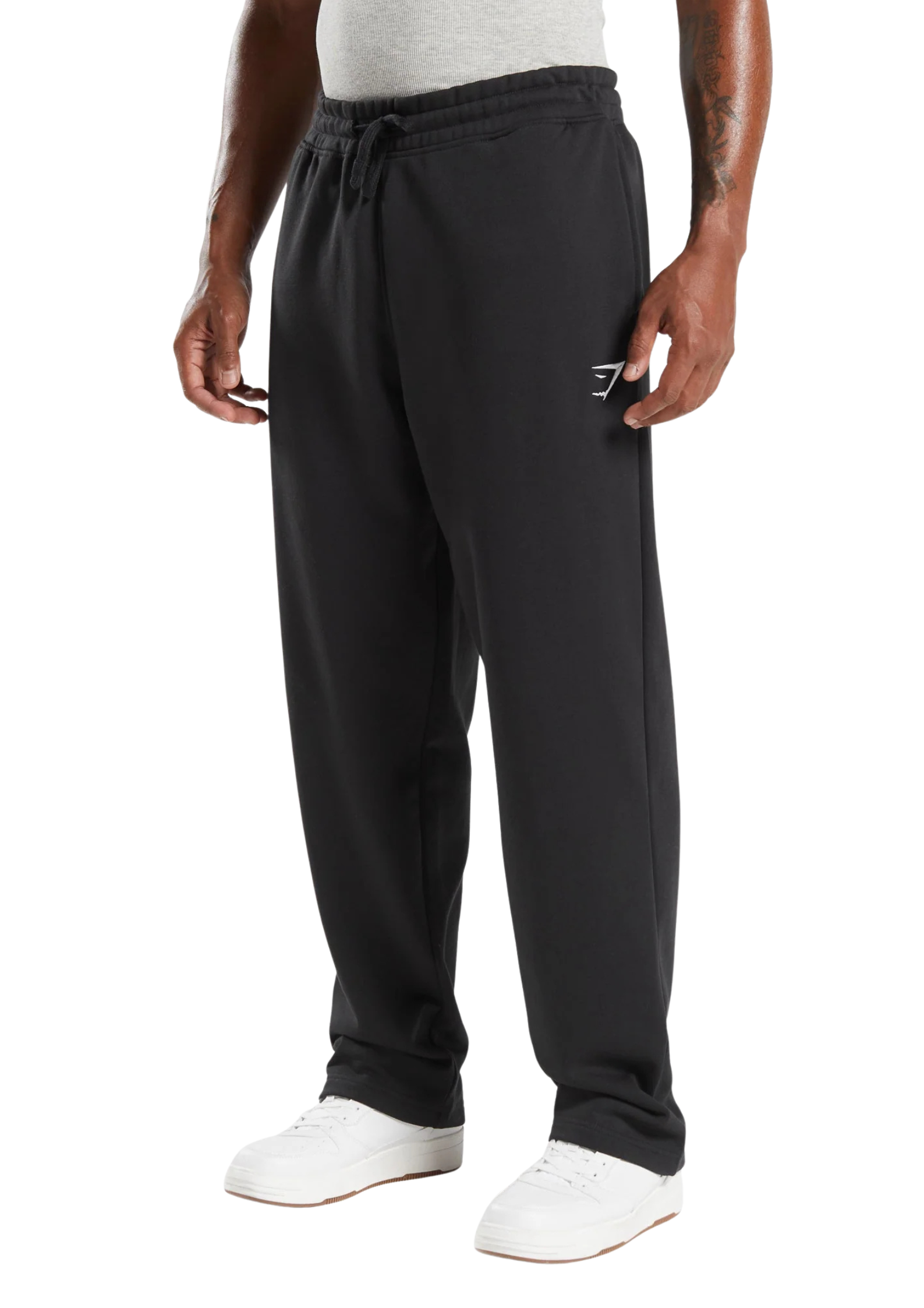 Uncuffed sweat pants - BLACK