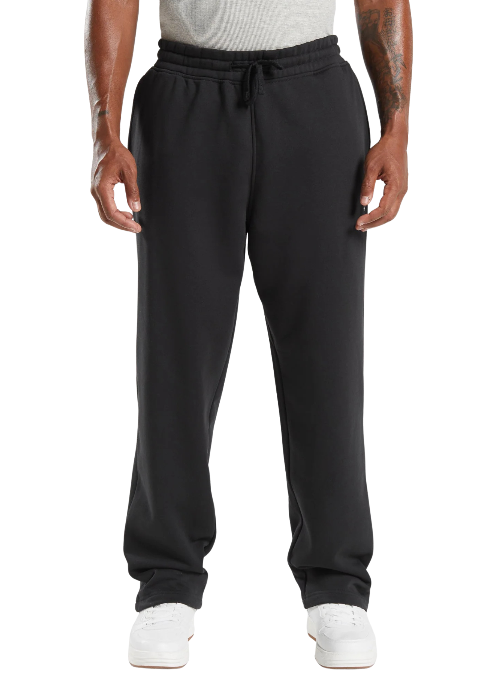 Uncuffed sweat pants - BLACK